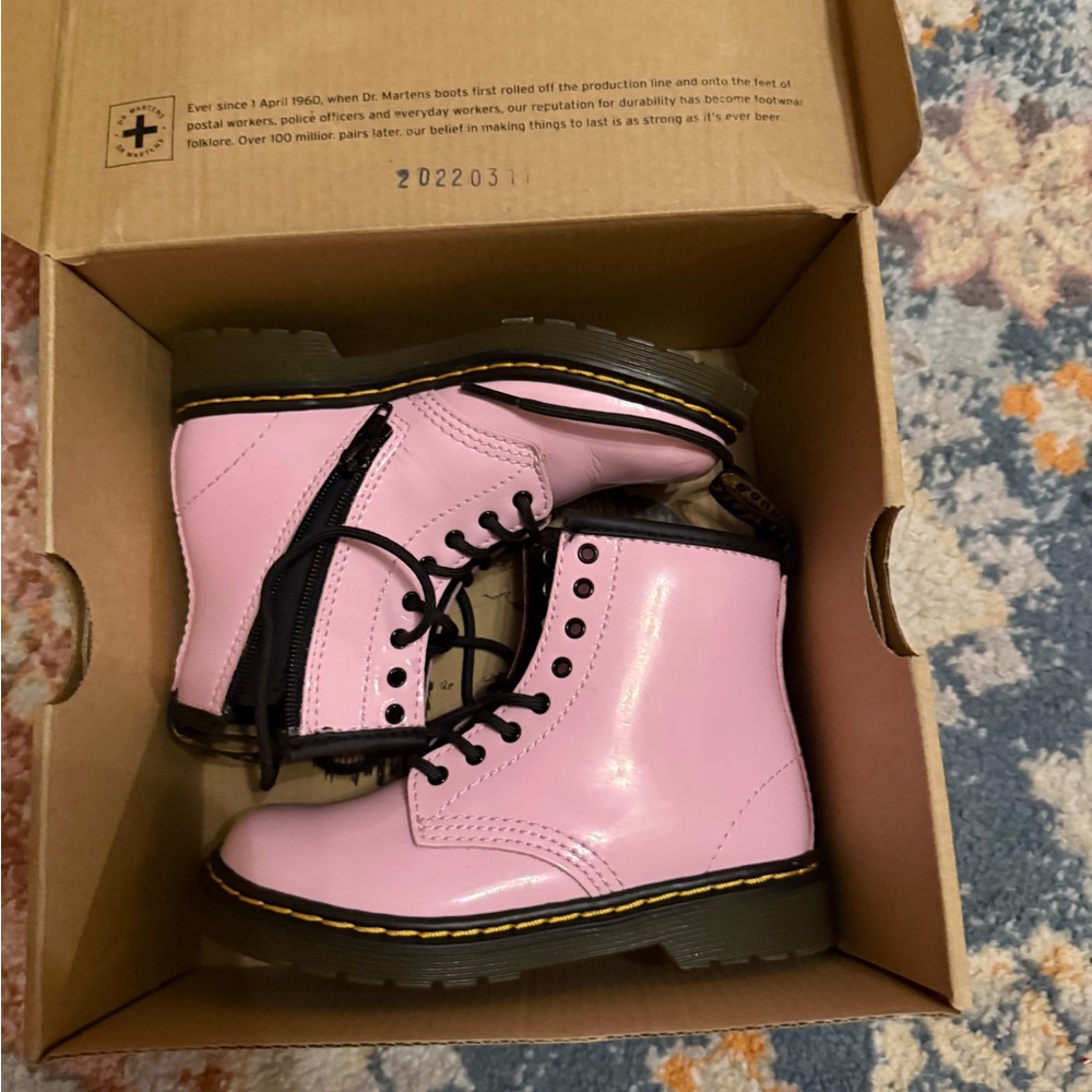 Dr. Martens Light Pink Boots with Black Laces